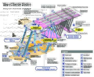 Map of Namba Station  Senshu Ikeda Bank, Ltd. Foreign exchange shop  Rapi:t platform