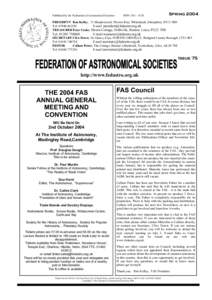 Published by the Federation of Astronomical Societies  ISSNSpring 2004