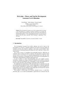 DALculus – Theory and Tool for Development Assurance Level Allocation Pierre Bieber1 , Rémi Delmas1, Christel Seguin1 1  ONERA, 2 avenue Edouard Belin,