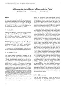 16th Canadian Conference on Computational Geometry, 2004  ´ any’s ´ A Stronger Version of Bar Theorem in the Plane