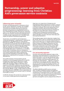 AprilPartnership, power and adaptive programming: learning from Christian Aid’s governance service contracts