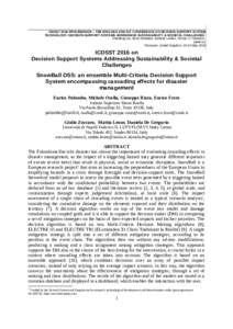 ICDSST 2016 PROCEEDINGS – THE EWG-DSS 2016 INT. CONFERENCE ON DECISION SUPPORT SYSTEM TECHNOLOGY: DECISION SUPPORT SYSTEMS ADDRESSING SUSTAINABILITY & SOCIETAL CHALLENGES Shaofeng Liu, Boris Delibašić, Isabelle Linde