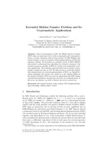 Extended Hidden Number Problem and Its Cryptanalytic Applications Martin Hlav´ aˇc1, and Tom´ aˇs Rosa1,2 1