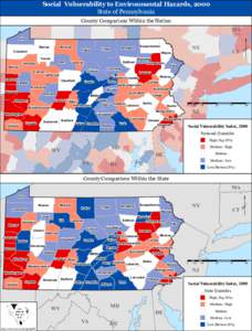 Social Vulnerability to Environmental Hazards, 2000 State of Pennsylvania County Comparison Within the Nation MA