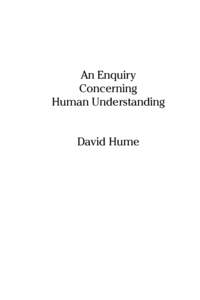 An Enquiry Concerning Human Understanding David Hume  Contents
