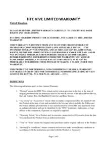 Microsoft Word - HTC VIVE Warranty Statement �nal Version� United Kingdom.docx