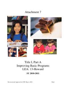 Attachment 7  Title I, Part A Improving Basic Programs LEA: 13-Howard SY