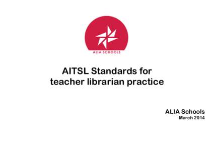 AITSL Standards for teacher librarian practice ALIA Schools March 2014