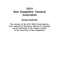 2015	
   New	
  	
  Hampshire	
  	
  Classical	
  	
   Association	
      Exam-­‐Contests	
  