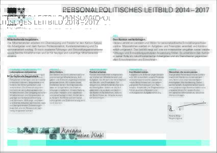 PERSONALPOLITISCHES LEITBILD 2014 – 2017  VISION Mitarbeitende begeistern. Die Mitarbeitenden arbeiten mit Überzeugung und Freude für den Kanton Aargau. Als Arbeitgeber sind dem Kanton Professionalität, Kundenor