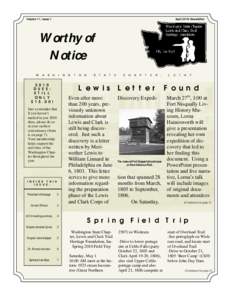 April 2010 Newsletter  Volume 11, Issue 1 Worthy of Notice