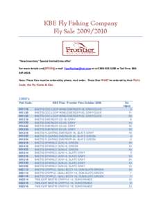 KBE Fly Fishing Company Fly Sale[removed] 