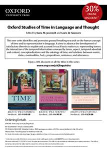 30%  online discount*  Oxford Studies of Time in Language and Thought