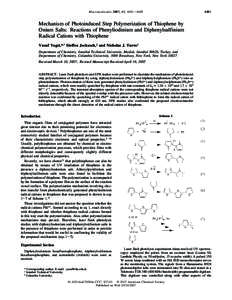 Macromolecules 2007, 40, Mechanism of Photoinduced Step Polymerization of Thiophene by Onium Salts: Reactions of Phenyliodinium and Diphenylsulfinium