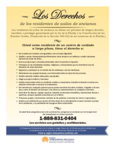 bill of rights for residents of nursing homes poster - Spanish