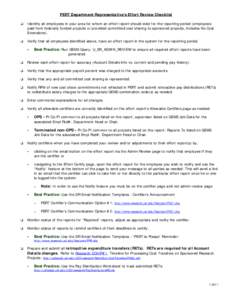 PERT Departmental Administrators and Representatives Checklist