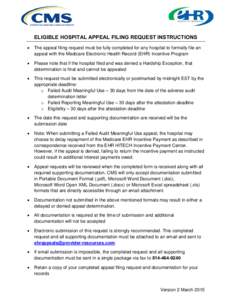Eligible Hospital Appeal Filing Request