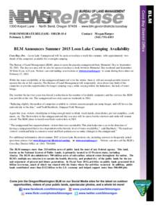 BLM Announces Summer 2015 Loon Lake Camping Availability