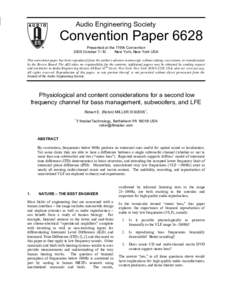 Audio Engineering Society  Convention Paper 6628 Presented at the 119th Convention 2005 October 7–10 New York, New York USA