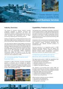 Greater Western Sydney Industry Capability Profile Finance and Business Services  Industry Overview