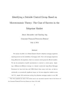 Identifying a Suitable Control Group Based on Microeconomic Theory: The Case of Escrows in the Subprime Market