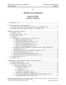 Michigan Environmental Law Deskbook Second Edition Hazardous Waste Regulation Chapter 4