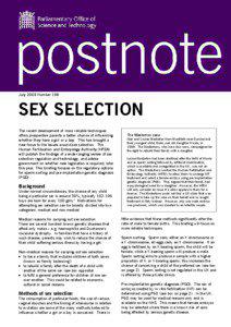 July 2003 Number 198  SEX SELECTION
