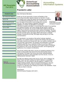 AIS Newsletter Fall 2013 President’s Letter President’s Letter 2014 AIS Section Midyear Call for JIS