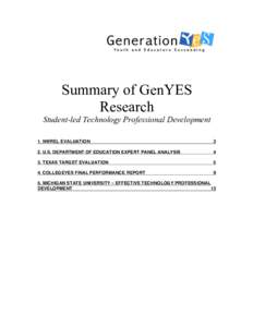 Summary of GenYES Research Student-led Technology Professional Development 1. NWREL EVALUATION  3