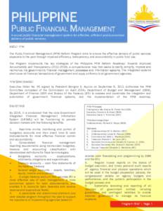PHILIPPINE  PUBLIC FINANCIAL MANAGEMENT A sound public financial management system for effective, efficient and economical delivery of public services