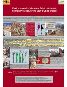 Environmental crisis in the Erhai catchment, Yunnan Province, China 2600 BCE to present INTRODUCTION The results here derive from a Leverhulme funded internationally driven inter-disciplinary project that critically eval