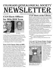 Colorado Genealogical Society  NEWSLETTER AugustMeeting Locally, Researching Globally