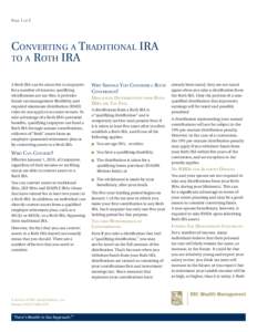 Converting a Traditional IRA to a Roth IRA fact sheet