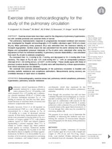 Eur Respir J 2010; 35: 1273–1278 DOI: CopyrightßERS 2010 Exercise stress echocardiography for the study of the pulmonary circulation
