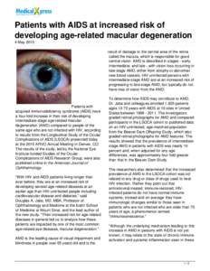 Patients with AIDS at increased risk of developing age-related macular degeneration