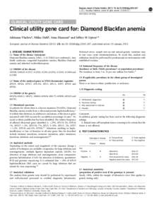 Clinical utility gene card for: Diamond Blackfan anemia
