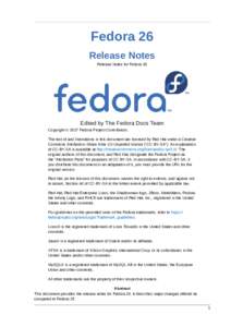 Release Notes - Release Notes for Fedora 26