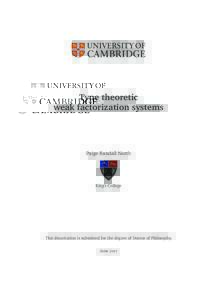 Type theoretic weak factorization systems Paige Randall North  King’s College