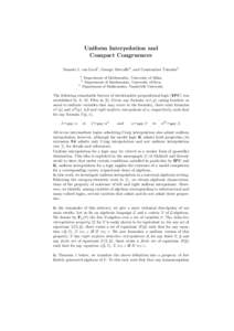 Uniform Interpolation and Compact Congruences Samuel J. van Gool1 , George Metcalfe2 , and Constantine Tsinakis3 1  Department of Mathematics, University of Milan