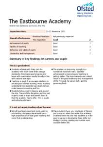 The Eastbourne Academy Brodrick Road, Eastbourne, East Sussex, BN22 9RQ Inspection dates  21–22 November 2012