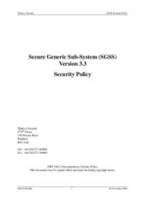 0562A238 SGSS FIPS Security Policy