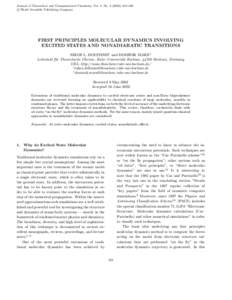 Journal of Theoretical and Computational Chemistry, Vol. 1, No–349 c World Scientific Publishing Company FIRST PRINCIPLES MOLECULAR DYNAMICS INVOLVING EXCITED STATES AND NONADIABATIC TRANSITIONS