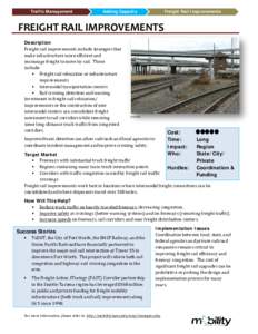 Traffic Management  Adding Capacity Freight Rail Improvements