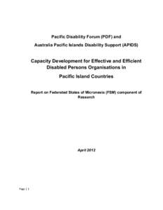 Pacific Disability Forum (PDF) and Australia Pacific Islands Disability Support (APIDS) Capacity Development for Effective and Efficient Disabled Persons Organisations in Pacific Island Countries