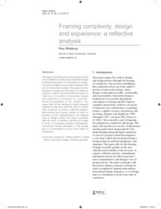 Digital Creativity 2005, Vol. 16, No. 2, pp. 65–78 Framing complexity, design and experience: a reﬂective analysis