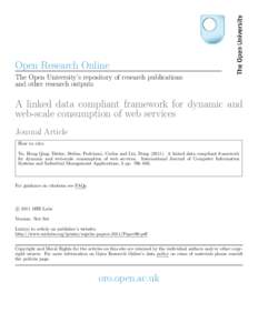 Open Research Online The Open University’s repository of research publications and other research outputs A linked data compliant framework for dynamic and web-scale consumption of web services