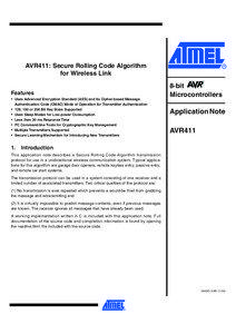 AVR411: Secure Rolling Code Algorithm for Wireless Link Features