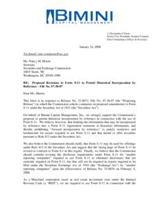 Microsoft Word - Letter to SEC re Proposing Release re S-11 Incorporation by Reference.doc
