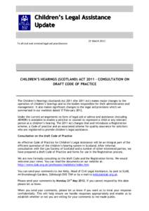 Children’s Legal Assistance Update To all civil and criminal legal aid practitioners 23 March 2012