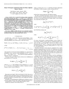 IEEE TRANSACTIONS ON INFORMATION THEORY, VOL. 47, NO. 4, MAY[removed]Rényi’s Divergence and Entropy Rates for Finite Alphabet Markov Sources  1553